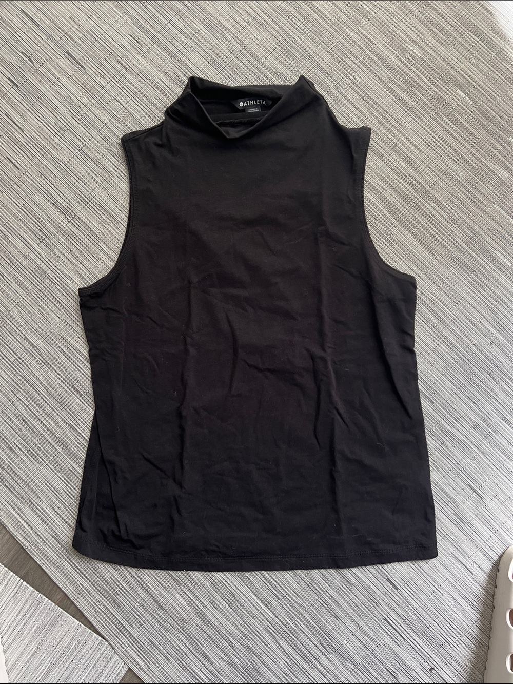 Athleta Black Sleeveless Mock Neck Tank